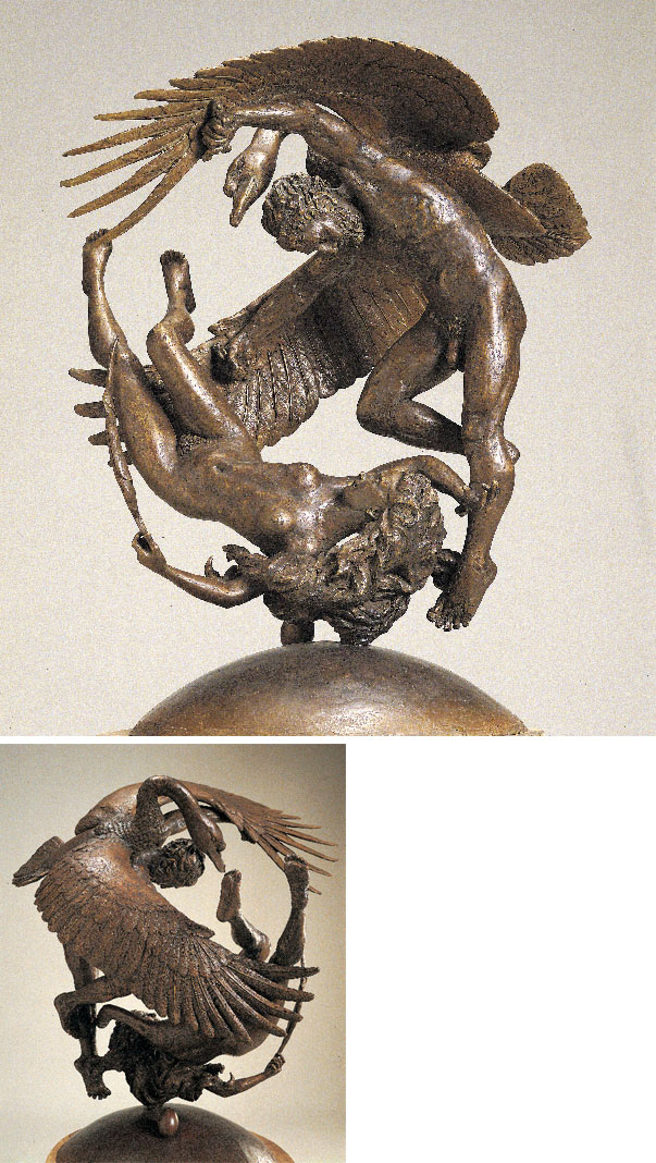 leda and the swan - bronze sculpture